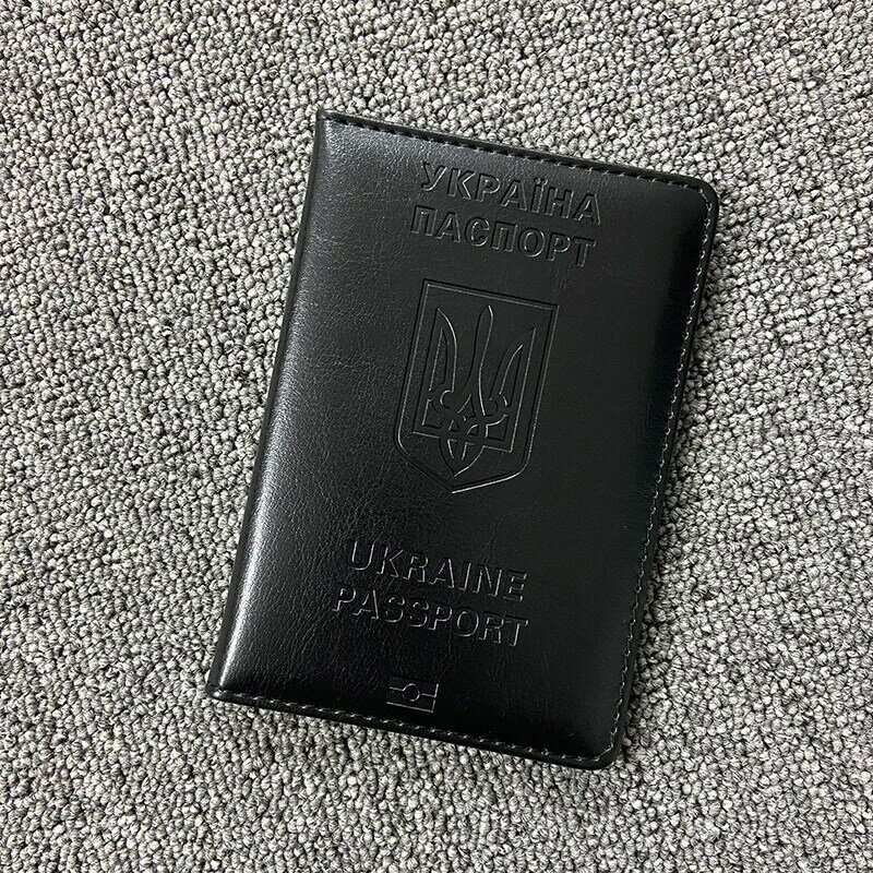 Oekraïense Paspoorthouder Mannen Zwart Pu Lederen Hoes Op Paspoorten Reis Portemonnee Case Passaporte Viagem