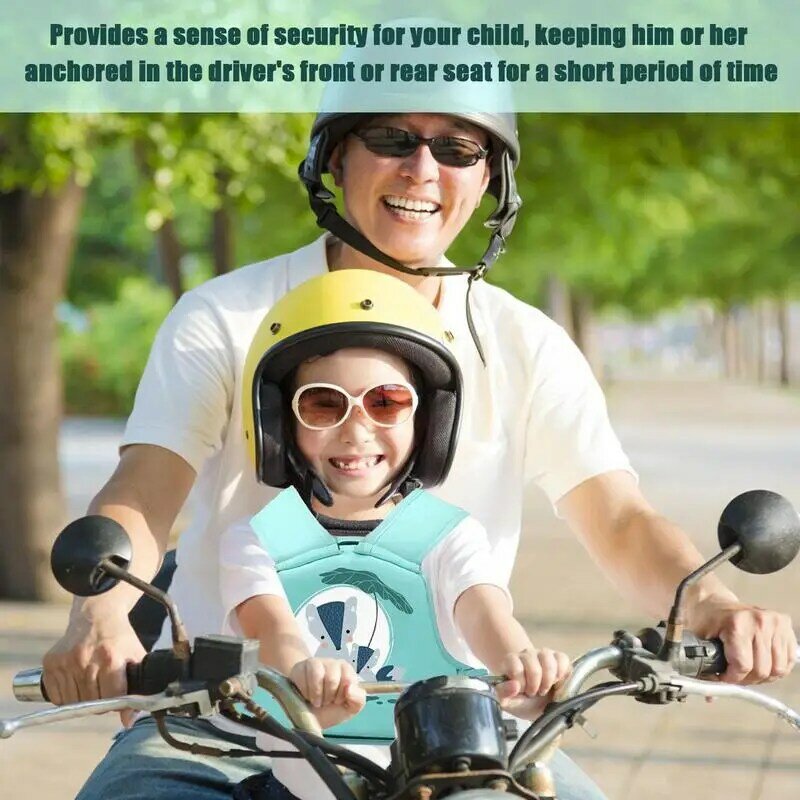 Arnês de motocicleta respirável ajustável para crianças, Arnês dos desenhos animados, Cinto de segurança infantil para crianças, Arnês de segurança