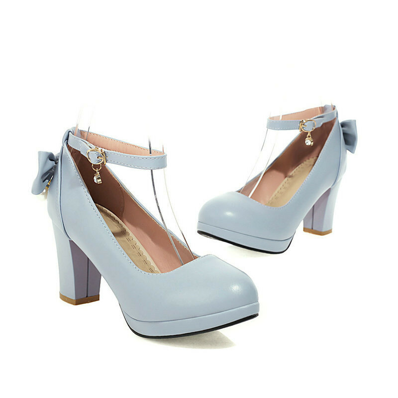 Scarpe con tacco alto per ragazze Mary Janes Lolita scarpe con plateau da donna scarpe moda Bowknot scarpe da principessa per feste di matrimonio taglia rosa 31-43