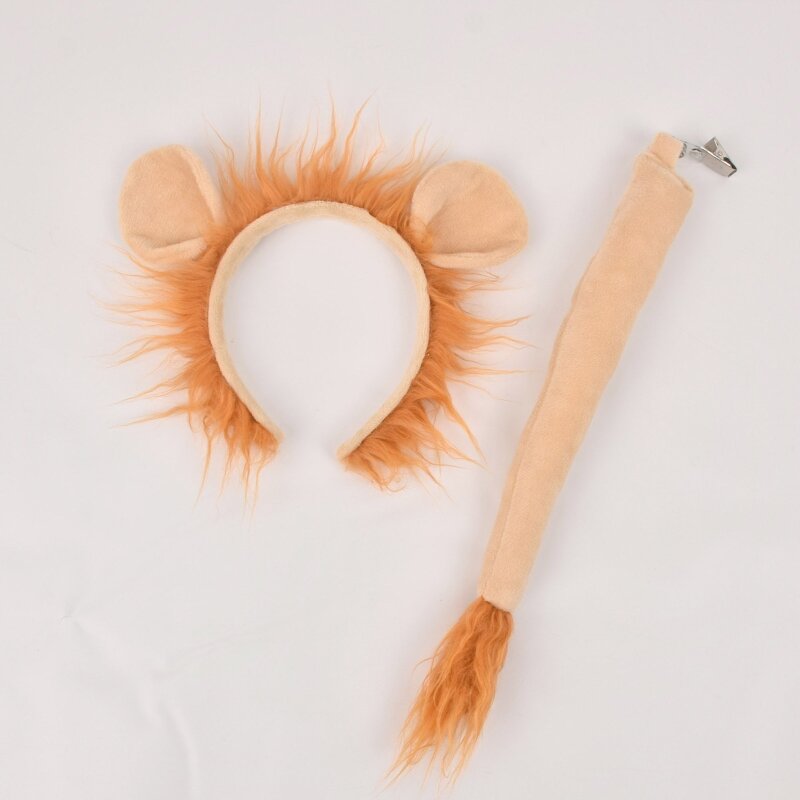 Conjunto de fantasia de leão orelhas bandana rabo de pelúcia fantasia de animal kit acessórios para crianças acessórios de de
