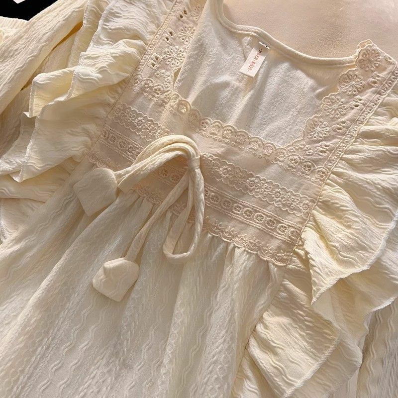Новинка 2023, японская модная Элегантная пижама, Женская весенне-осенняя тонкая однотонная хлопковая Студенческая Домашняя одежда с длинным рукавом, Освежающая