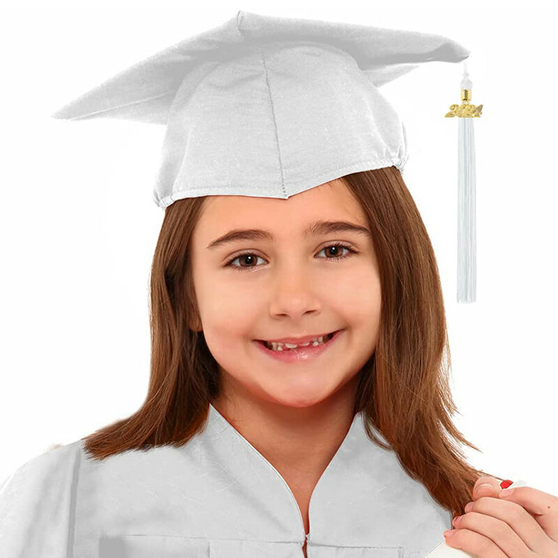 Jungen Mädchen Vorschule Kappen Kindergarten Unisex Kinder Größe verstellbare Gummiband Abschluss kappe mit 2024 Quaste 2-12 Jahre ﻿