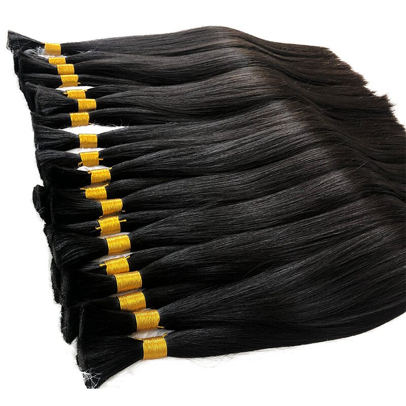 Straight Bulk Braiding Hair 100% Brazilian Remy Machine Made Human Hair Bulk Extensions Blonde Color Hairpiece 12-26inch 100g/pc