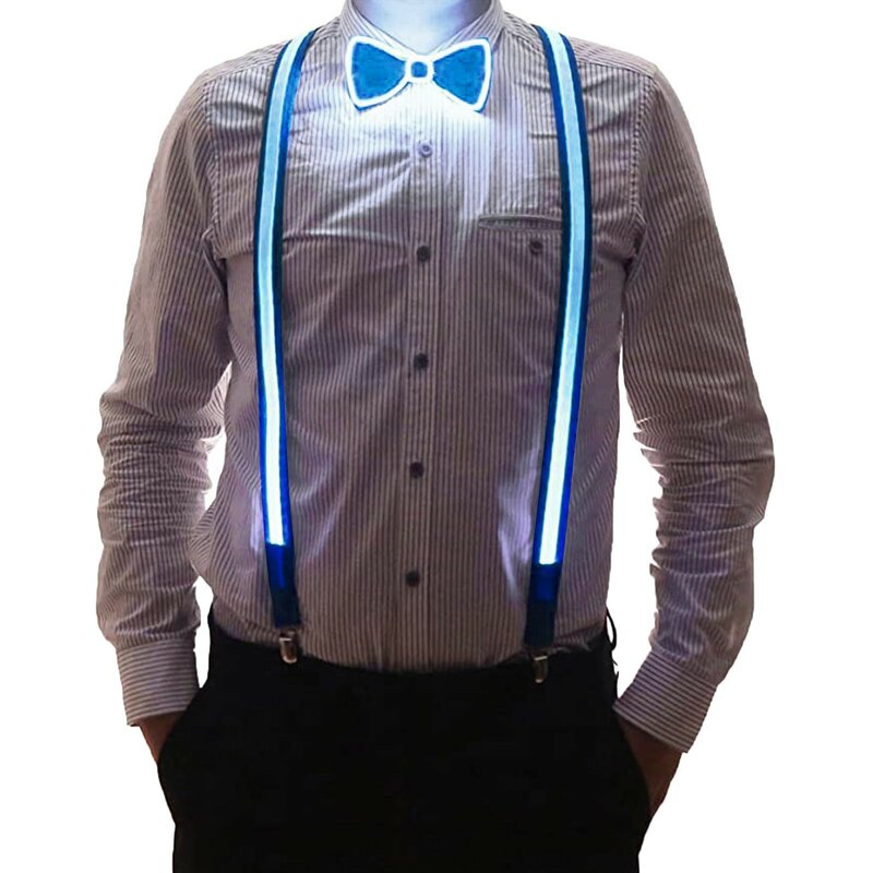 Mens Luminous Suspenders For Pants Led Belt Adjustable Men Suspender Casual Belts Man Shirt Women Blouses Music Festival Party