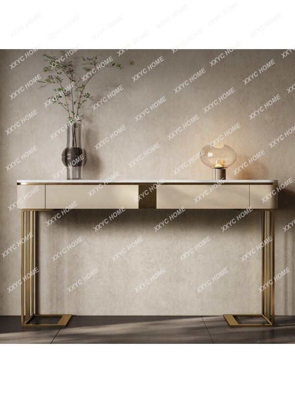 Affordable Luxury Style Entrance Cabinet Modern Minimalist Doorway Side View Storage Stone Plate Console Tables