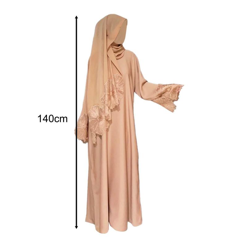 Muslim Robe Elegant with Headscarf Women Abaya Dress Kaftan Robe with Hijab Prayer Dress for Pray Festival Outdoor Ladies Women