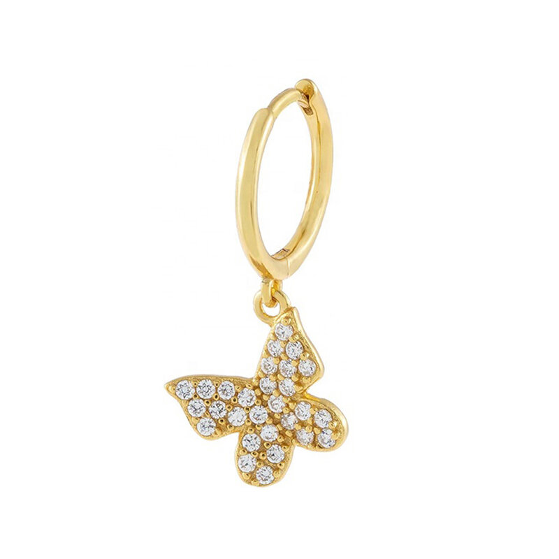 CRMYA Gold Silber Farbe 1 PCS A-Z Brief Schmetterling Verbunden Initial Kette Stud Ohrringe Pflastern Zirkon Ohrring Modeschmuck