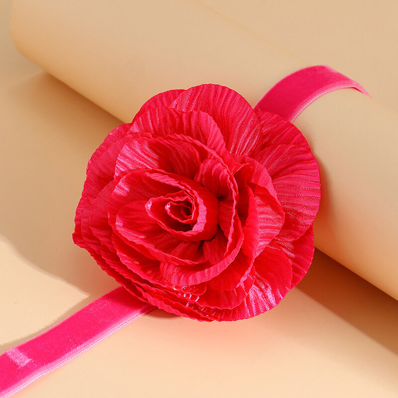 Kalung Rantai bunga mawar untuk wanita, kalung Choker tali dapat disesuaikan modis
