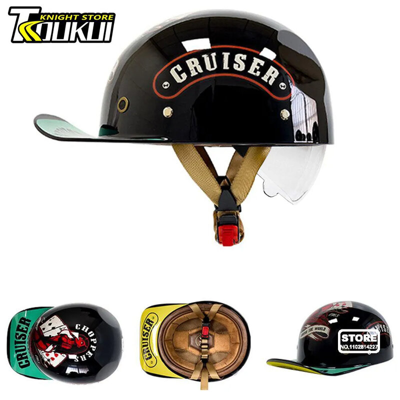 Ретро мотоциклетный шлем для мужчин и женщин, бейсбольная кепка, винтажная Защитная Кепка для мотошлема
