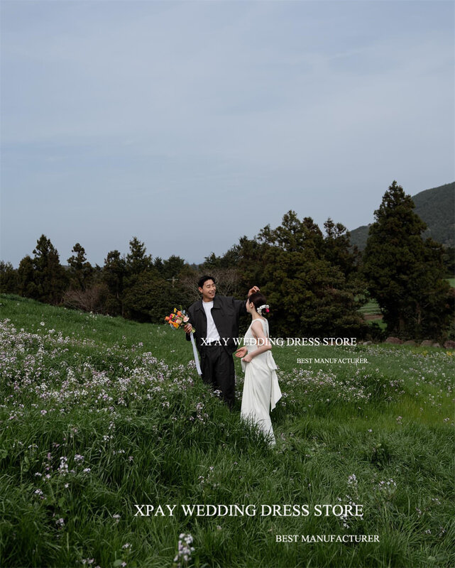 XPAY-O Neck Bridal Dress, Vestido de Noiva, Sem Mangas, Cetim Macio, Sem Costas, Custom Made, Elegante, Korea Style, Noiva, Photo Shoot