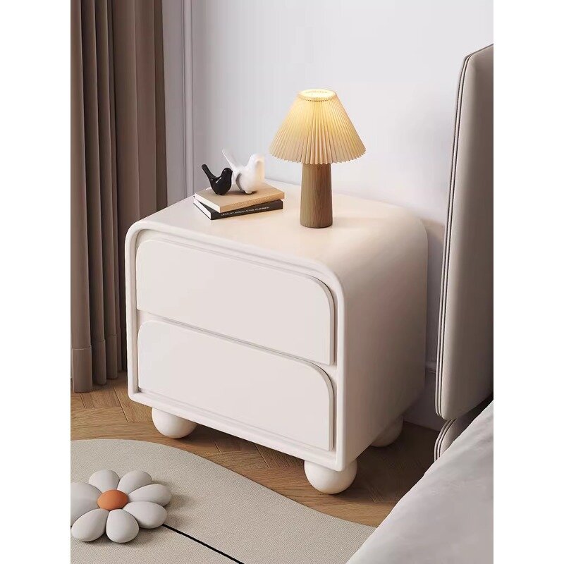 クリームスタイルのベッドサイドテーブル,小さなホームキャビネット,シンプルでモダンなバケットキャビネット