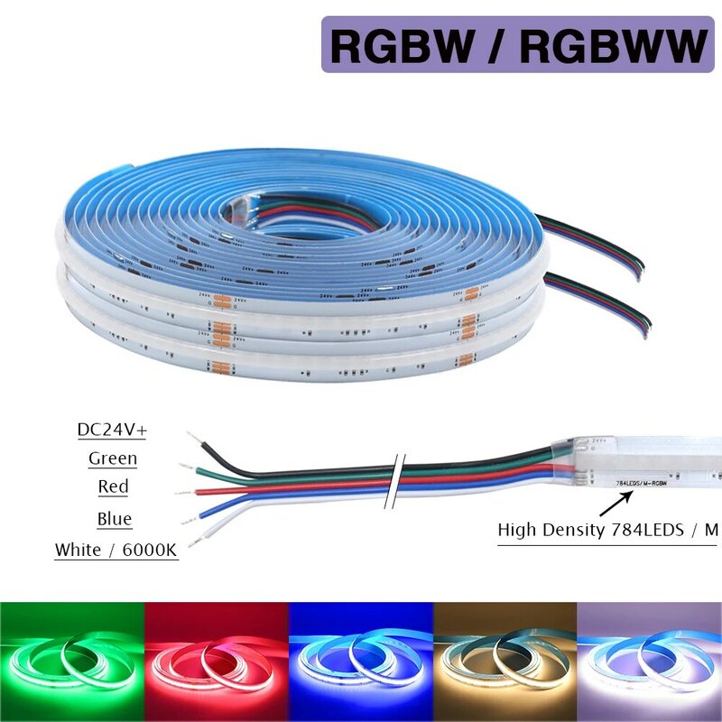 RGB RGBW rgbww rgbww RGBW แถบไฟ LED 12V 24V 840 784LEDs/M ยืดหยุ่นสูงไร้จุดริบบิ้นไดโอดแบบยืดหยุ่น