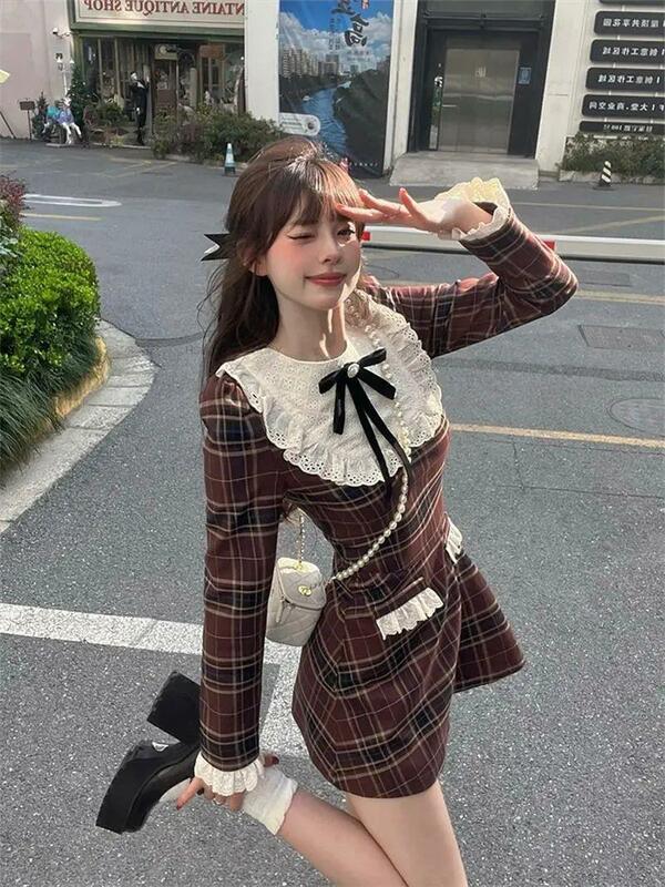 Japońska koreańska sukienka marszczona nowy szczupły Y2K owinięta talią mała sukienka dla kobiet letnia francuski styl sukienka damska