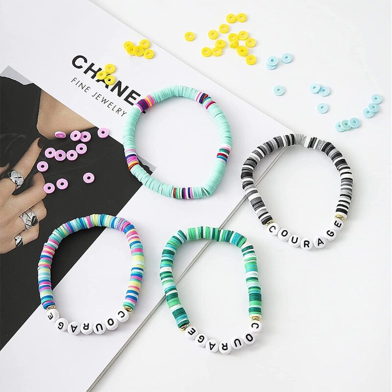 Colares contas boêmias para mulheres contas alfabeto para fazer pulseiras