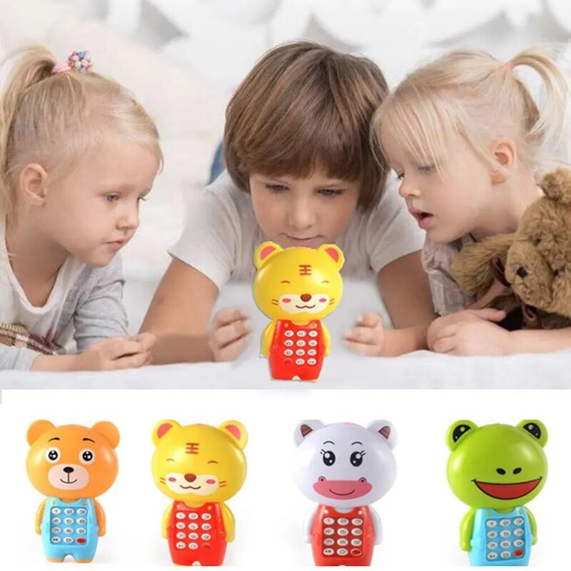 1 pezzo giocattolo elettronico telefono musicale carino bambini giocattolo del telefono educazione precoce cartone animato telefono giocattoli per bambini colore casuale