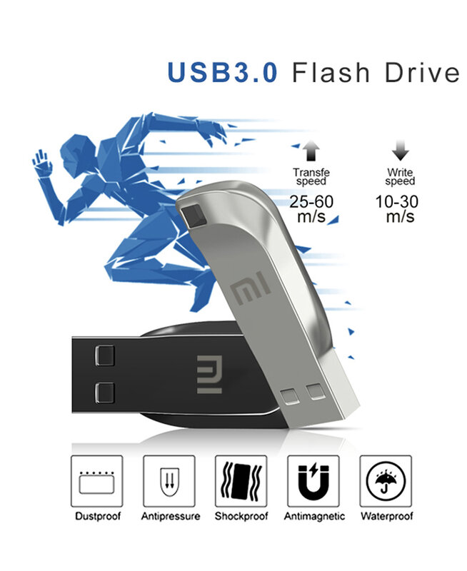 Originale Xiaomi USB 3.0 Flash Drive Pen Drive in metallo ad alta velocità 2TB/1TB/512G portatile impermeabile Memory Flash Disk TYPE-C adattatore
