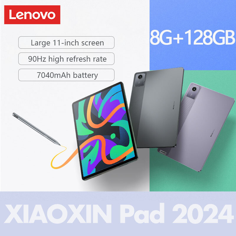 Lenovo-Xiaoxin Pad com proteção para os olhos fina e leve, Dolby Atmos, 11 "TThi Rheinland Certified, 8GB + 128GB, 2024