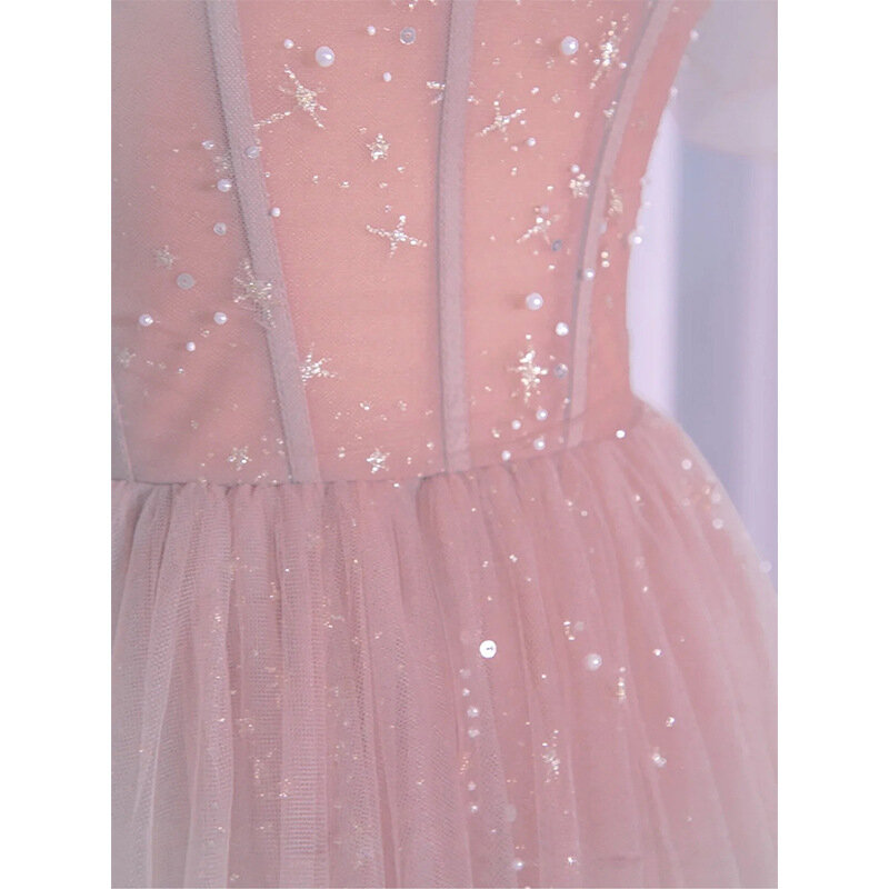 우아한 핑크 웨딩 드레스 호스트 무대 드레스, 연예인 스팽글 드레스, 포멀 파티 드레스, 졸업 드레스, 최신 디자인