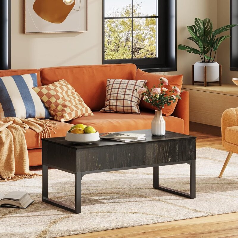Mit verstecktem Ablage fach und Metallrahmen rustikale Möbel Wohnzimmer lift Couch tisch Mittel tische für moderne Räume