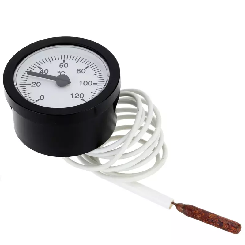 52mm Dial Thermometer Capillary Temperature Gauge with 1.15m Sensor 0-120 Degree Centigrade for Measuring Water Liquid