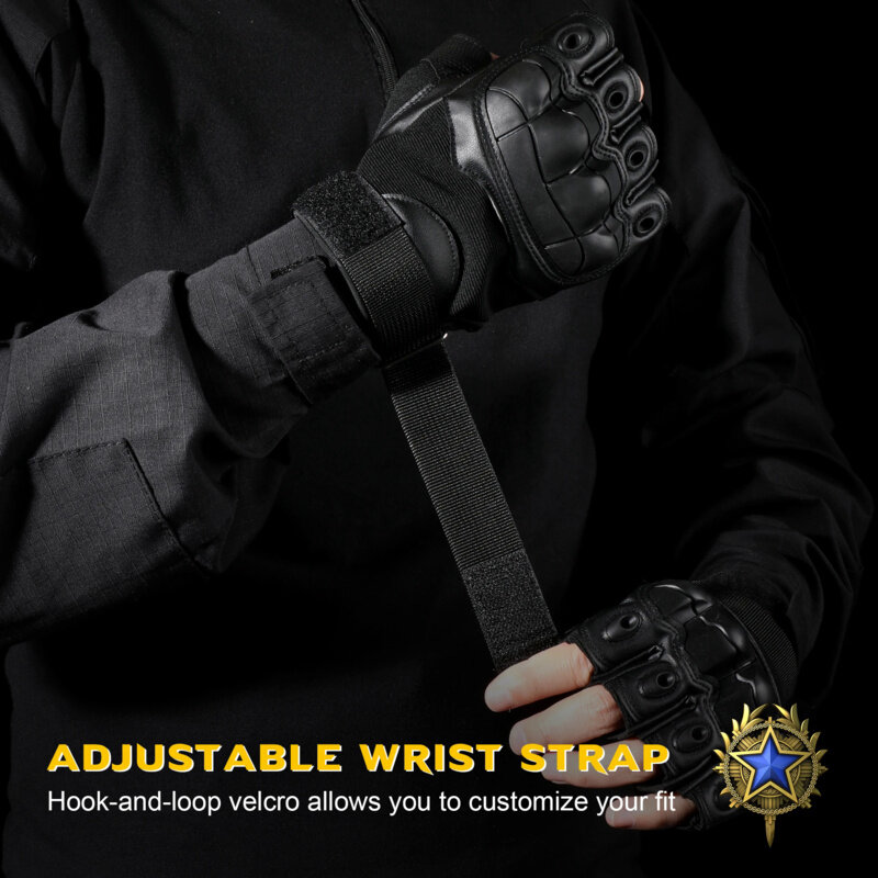 Guantes tácticos de medio Dedo de cuero PU para hombre y mujer, guantes militares de combate Airsoft, caza, Paintball, trabajo al aire libre, sin dedos