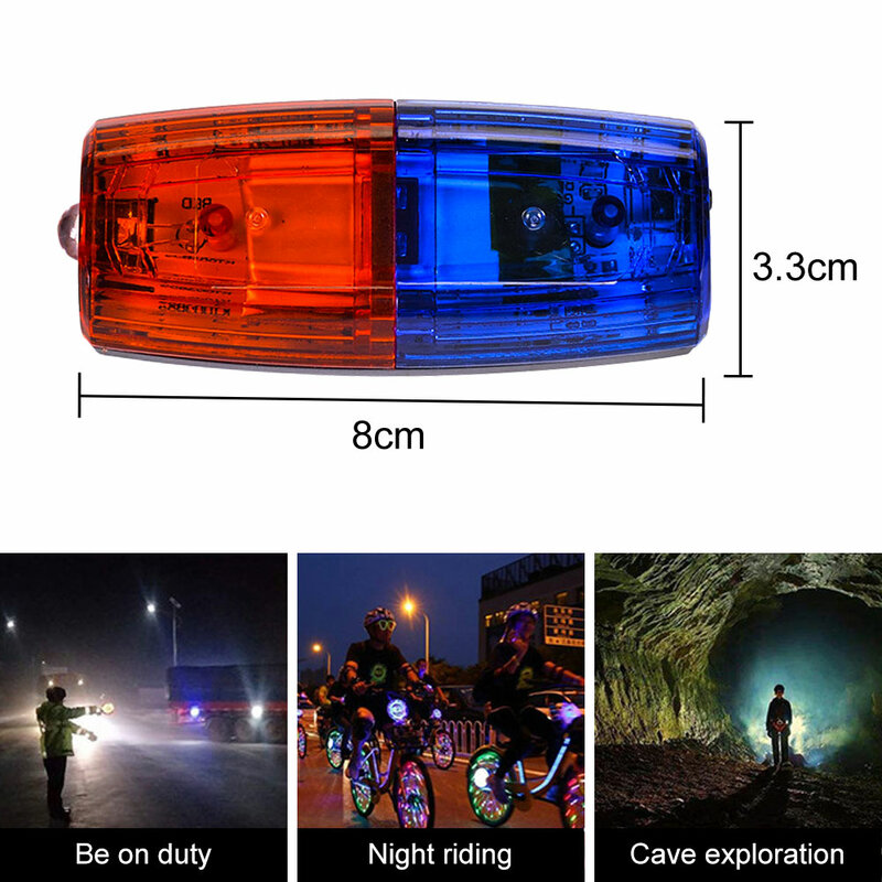 女性のための警察の形をしたライト,赤と青のLEDが付いたストラップレスライト,風車のための安全ライト