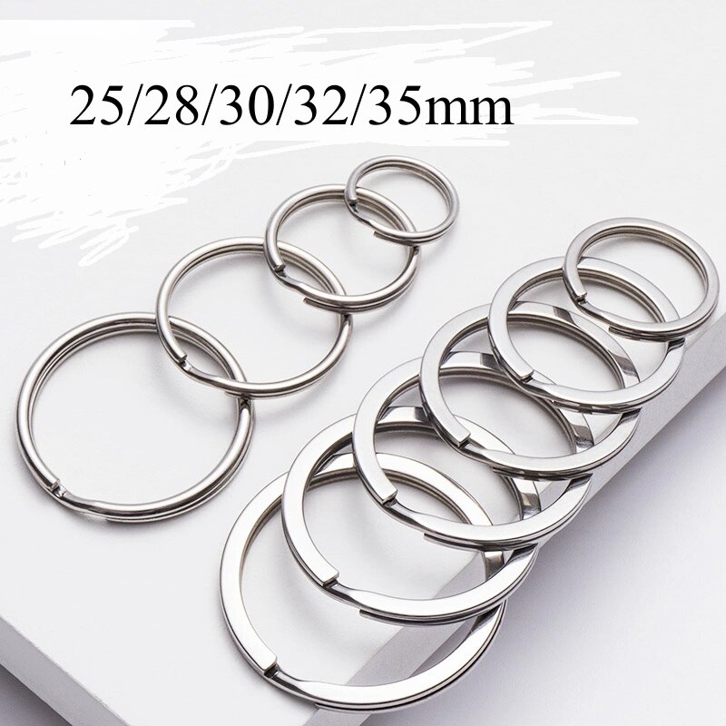 Stainless Steel 25/28/30/32/35mm Keyring Split cincin gantungan kunci gantungan kunci DIY perhiasan membuat Sleutelhanger wanita hadiah anak-anak