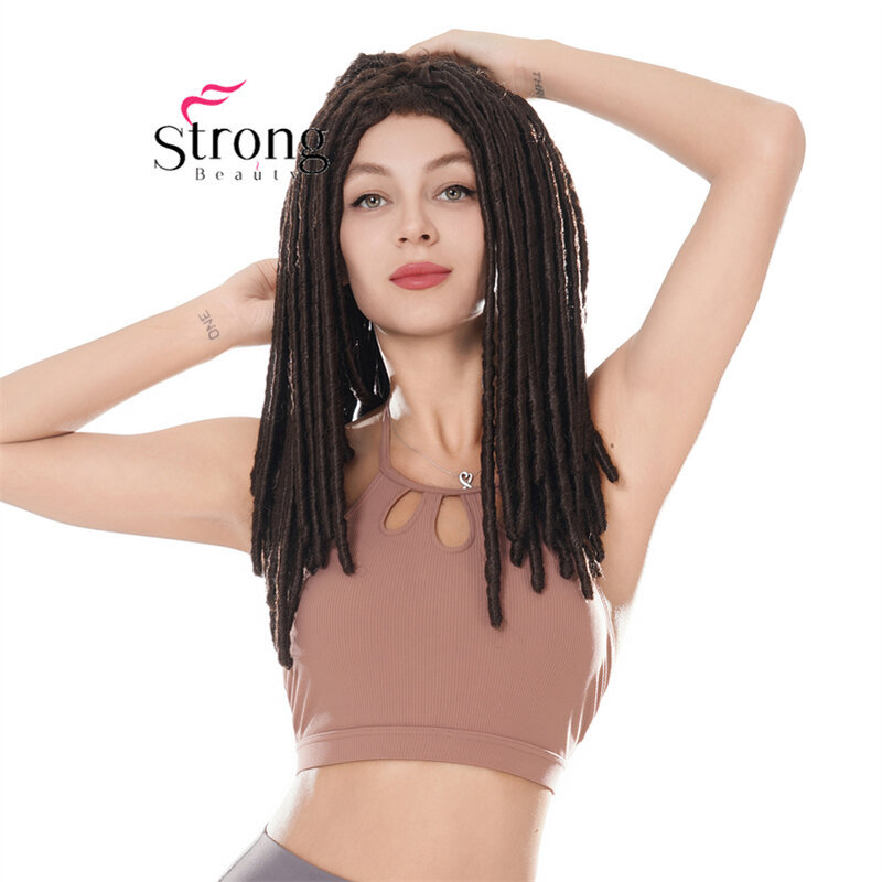 Coklat wig sintetis 18 inci Fashion Braid Twist untuk wanita