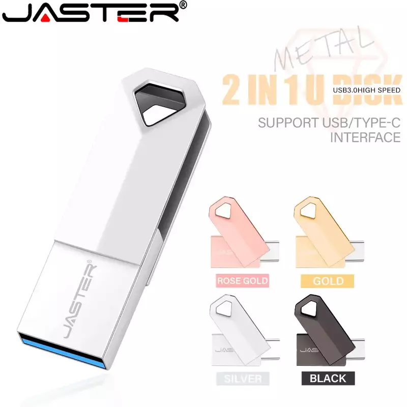 Металлический USB флеш-накопитель JASTER объемом 128 ГБ, Type C, карта памяти объемом 64 ГБ, мини-флешка объемом 32 Гб, портативный USB-накопитель объемом 16 ГБ, Бесплатный Пользовательский логотип, U-диск