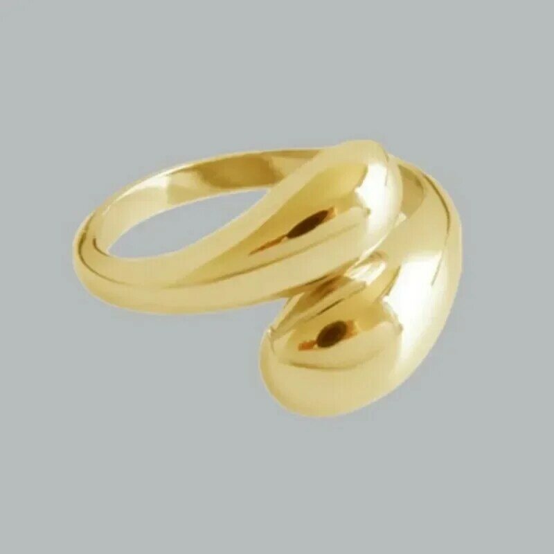 Anelli di perline a doppia sfera lisci per donna anelli di coppia di sposi geometrici Color oro aperto regalo di gioielli estetici