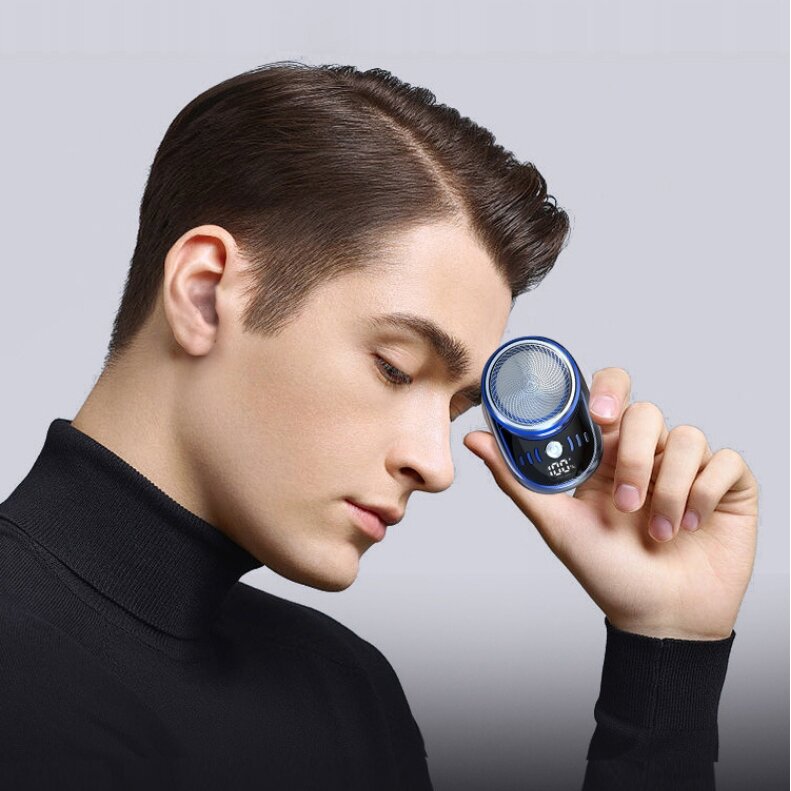 Mini barbeador elétrico portátil para homens e senhoras, barbeador recarregável USB, barbeador de viagem impermeável, recém-atualizado, modelo brilhante, 2024