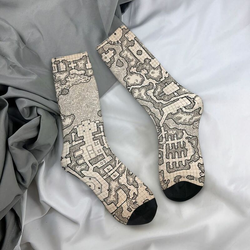 Funny Men's Socks The Winter Tombs Vintage Harajuku DnD Game Hip Hop Casual Crew Crazy Sock Gift Pattern Printed