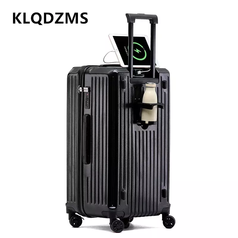 Klqdzms gepäck mit rädern hochwertige extra große kapazität pc trolley koffer usb lade boarding box frauen kabine koffer