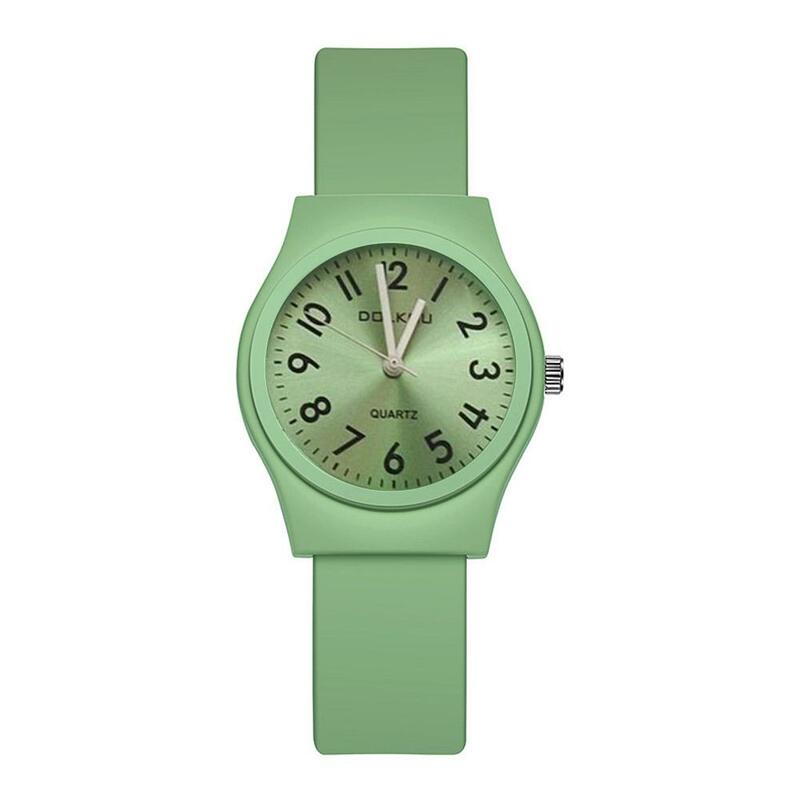 Student Multicolor Quartz Watch Fresh Candy Color Fashion Casual Rough Gem Leather Watch For Junior High School Student B9W9