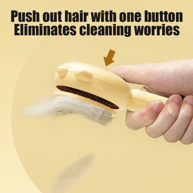 Escova de gato auto limpante com botão liberador, escovas para gatos para cães de cabelos longos e curtos