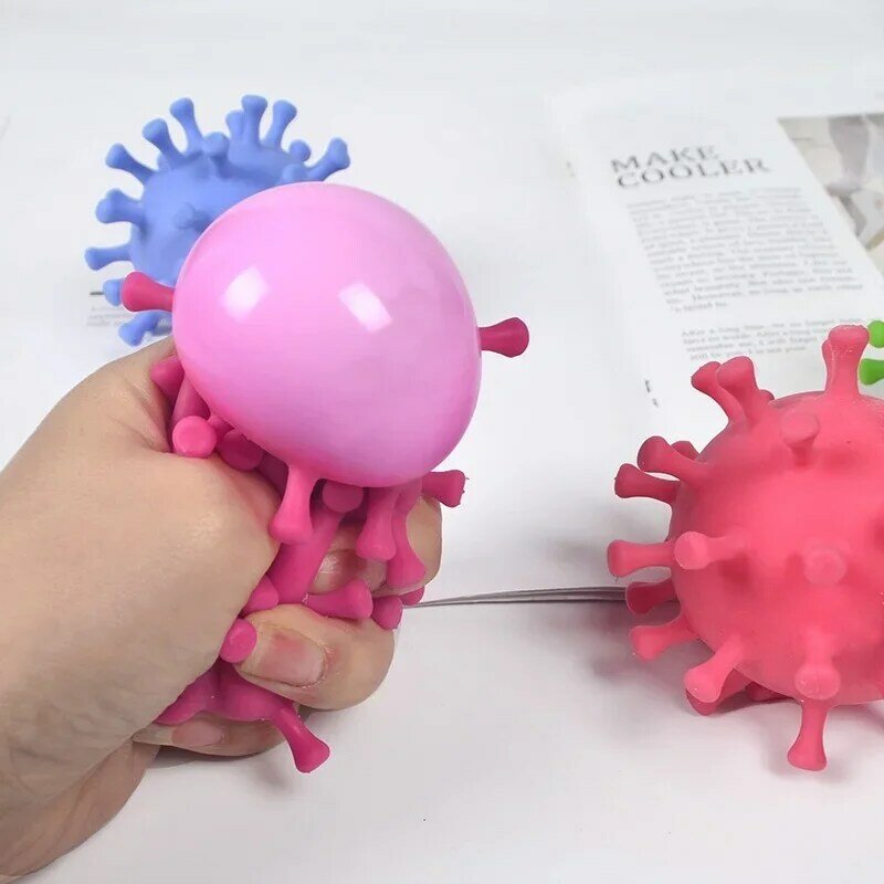 8cm Diameter Simulation Virus Shape Colorful Ball Massage Squishy Ball Kids Adults Anti Stress Decompression Toys