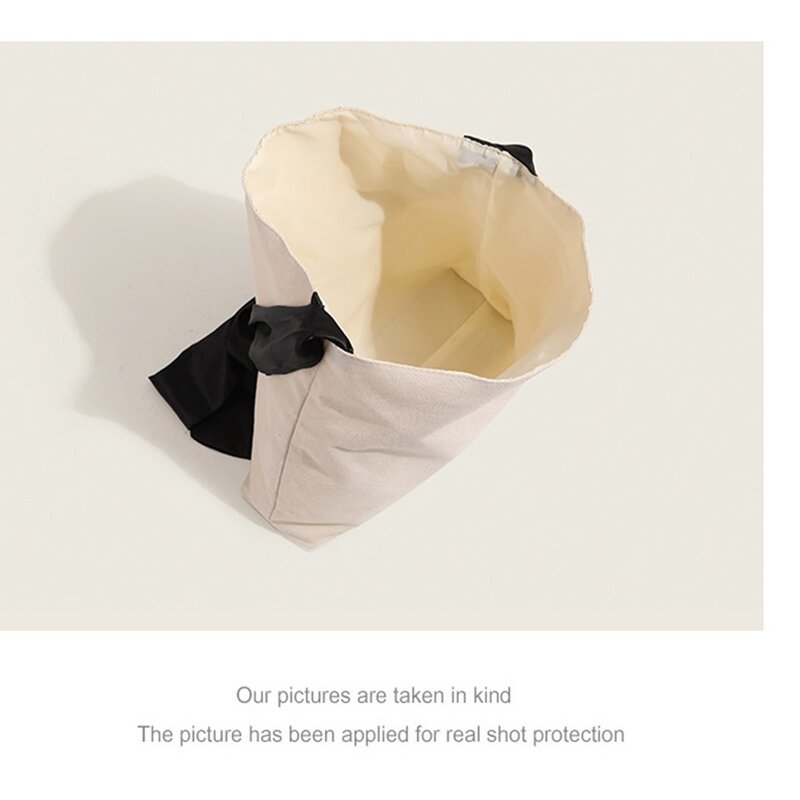 Big Bow Design Soft Canvas New Fashion Reusable Shoulder Bags Large Capacity Underarm Bag Girls