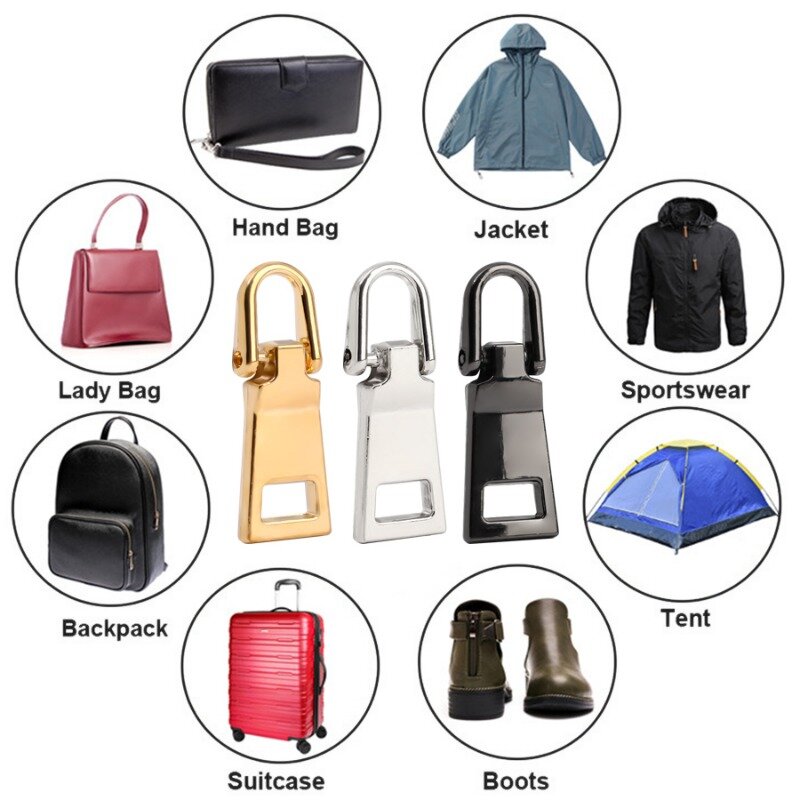 Destacável Metal Zipper Cabeça, Calças Simples Fastener, Pull Tab, Mala de roupas, Sacos Acessórios, Botas, Saco Peças