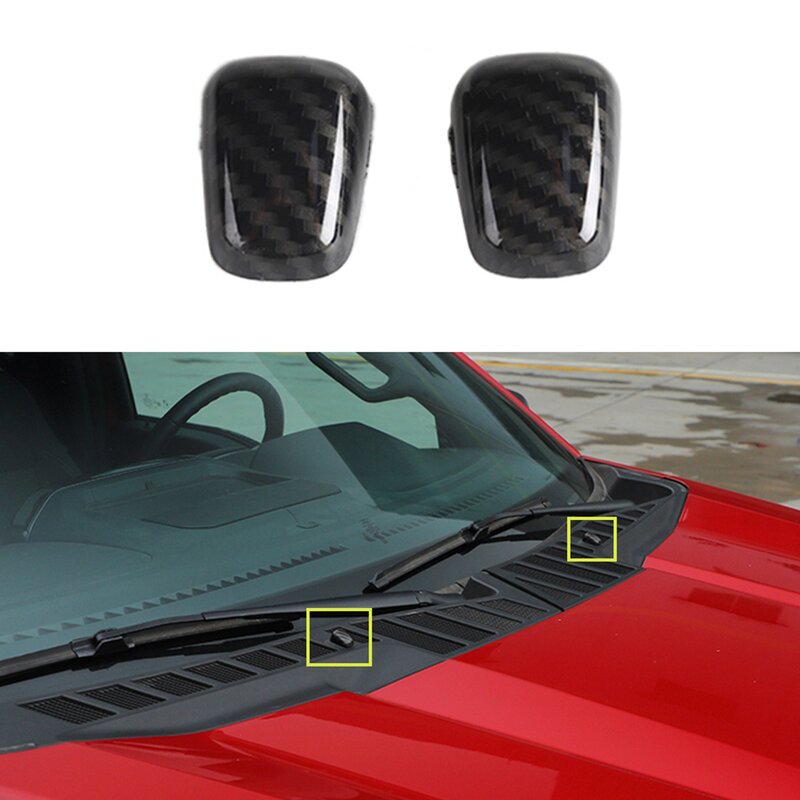Carbon Fiber Front Windshield Wiper Nozzle Decoration Cover Trim For-Dodge RAM Durango -Chrysler