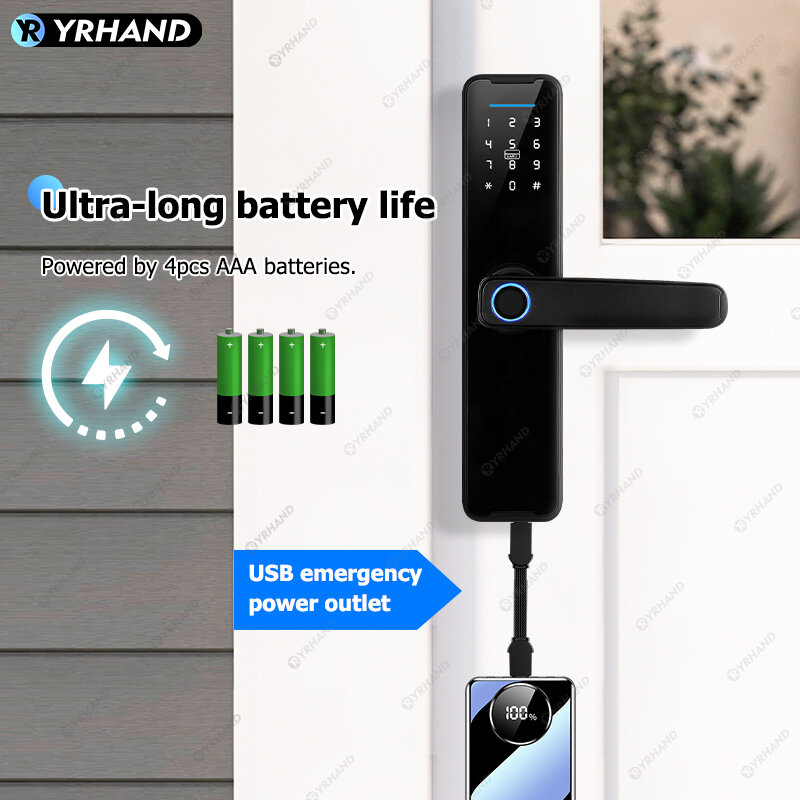 YRHAND-cerradura inteligente biométrica, dispositivo de cierre con desbloqueo remoto por aplicación Tuya, Wifi, sin llave, electrónica