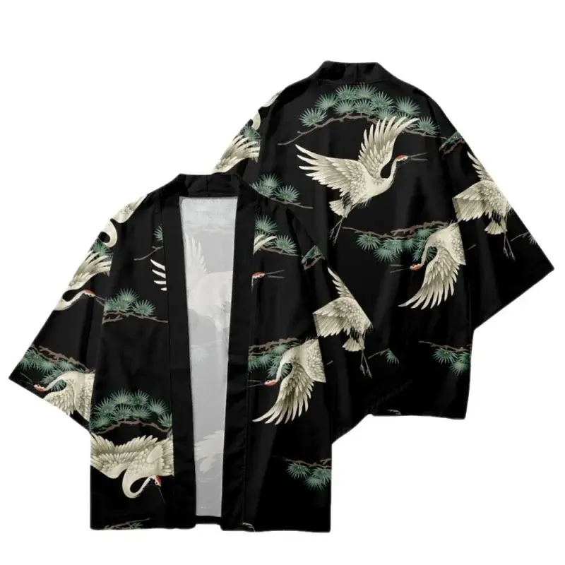 ชุดกิโมโนฮาโอริสำหรับผู้ชายเสื้อสเวตเตอร์ถักชายหาดสไตล์ญี่ปุ่นสำหรับเสื้อยืดผู้หญิง2024ฤดูร้อน