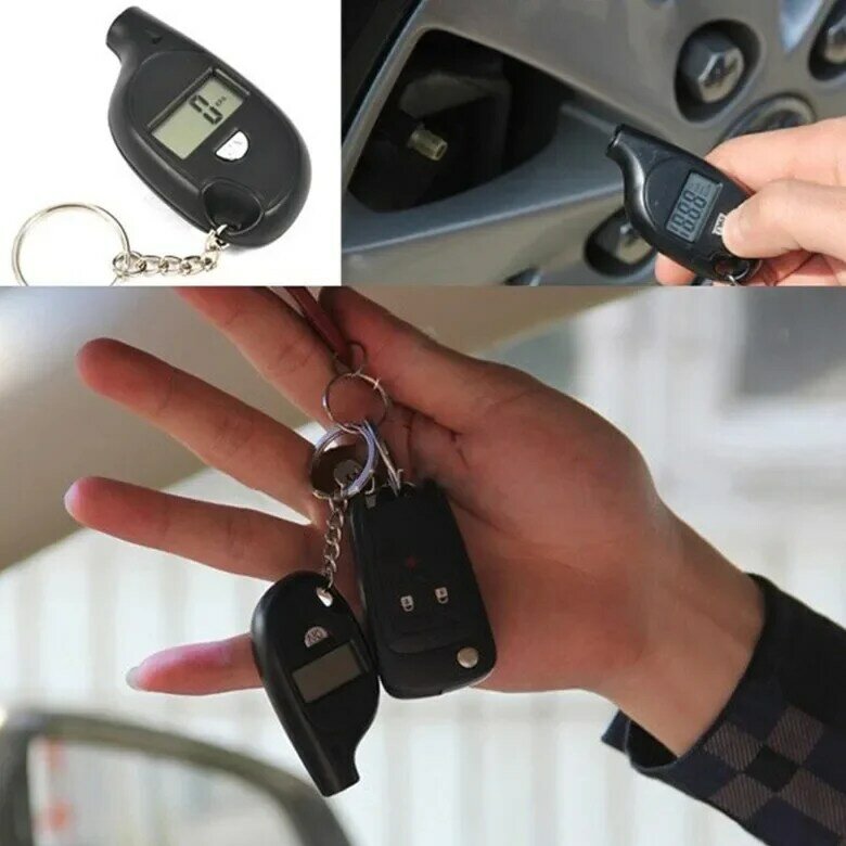 Mini jauge d'opathie de style porte-clés, affichage LCD numérique, testeur de pression d'air de voiture, compteur automatique, alarme de sécurité de moto