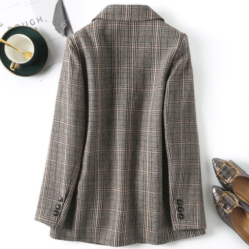 Checkered Suit Casual Suit Jacket Autumn New Coat Loose Fitting Single Piece Suit Top Blazers Womens Clothing Blazer Women