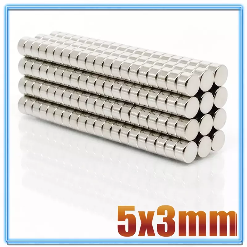 Mini ímã redondo pequeno do neodímio, N35, ímãs fortes, poderosos super, NdFeB permanente, 100 PCes, 5x1, 5x1.5, 5x2, 5x3, 5x4, 5x5mm
