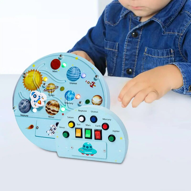 Montessori ruchliwa tablica z materiałami dydaktycznymi LED zabawki sensoryczne włącznik światła zabawki dla małych dzieci w wieku przedszkolnym 1-3 prezenty dla dzieci
