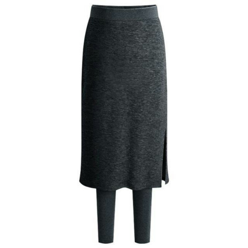 Warm Fleece Long Skirt Leggings Womens 2 Pcs Vintage Slim-Fit Oversized Thin Hip Dress Pant Sets Spring Winter Solid Color Suits
