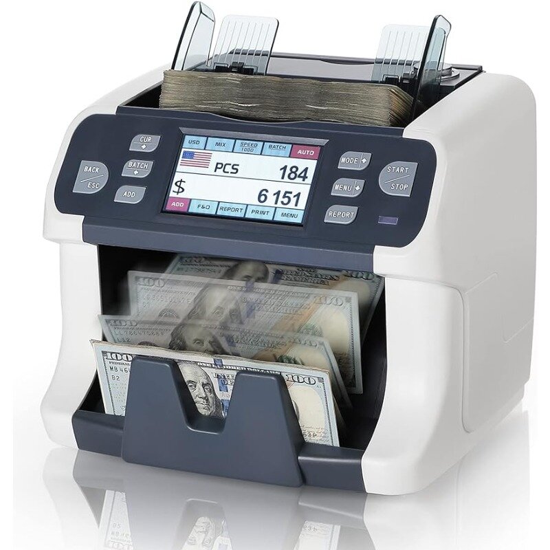 Máquina contador de billetes de monedas mixtas, conteo de valores, contador de billetes mixtos de varias monedas, detección CIS/UV/IR/MG/MT