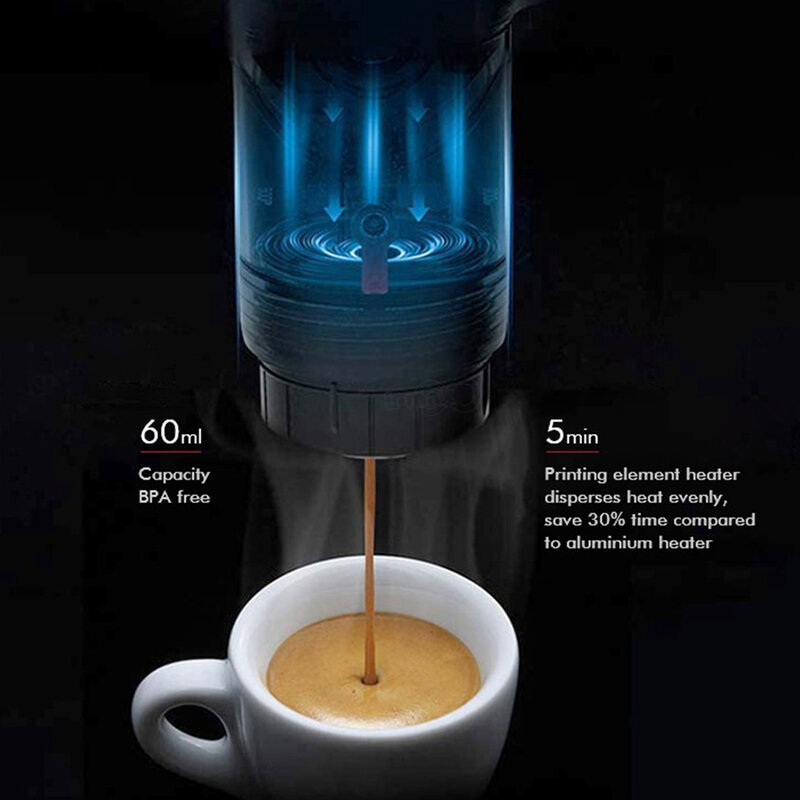 Mesin pembuat kopi portabel 3 dalam 1, pembuat kopi Espresso kecil multifungsi untuk perjalanan mobil luar ruangan berkemah ringan