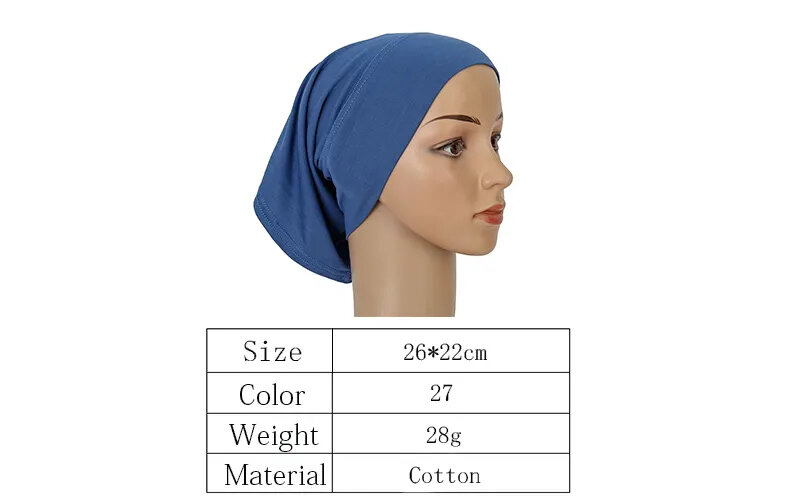 Nowa bawełniana modalna czapka wewnętrzny hidżab muzułmańska czapka elastyczny Turban islamska czapka czapka z maską damską opaska nasadka rury Turbante Mujer