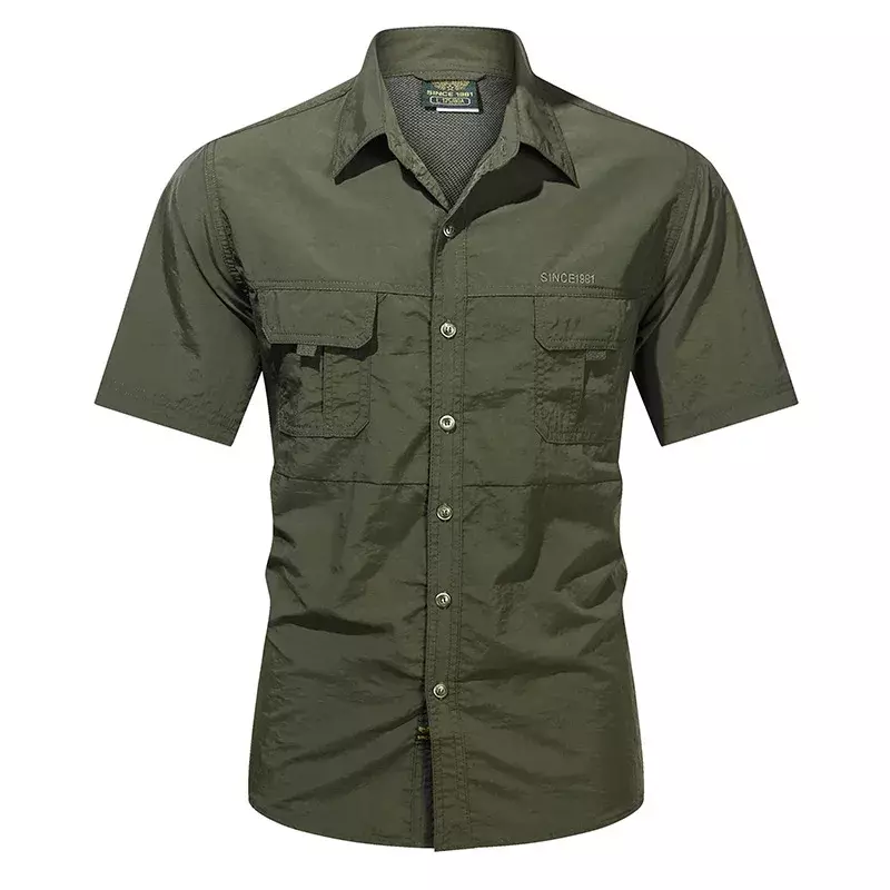 New Arrival Summer Casual Men's Work Military Slimming Cotton Short-sleeved Shirt Working Size M L XL 2XL 3XL 4XL